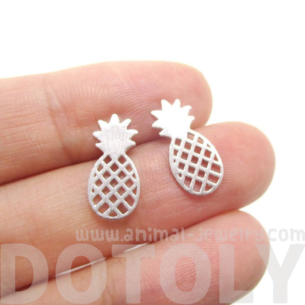 Cute Pineapple Shaped Stud Earrings in Silver | DOTOLY