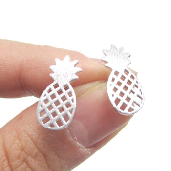 Cute Pineapple Shaped Stud Earrings in Silver | DOTOLY