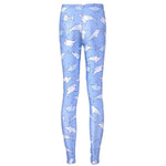 Cute Sharks All Over Print Stretch Leggings for Women in Blue | DOTOLY