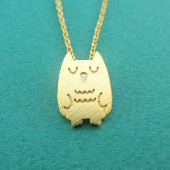 Cute Sleepy Owl Bird Shaped Pendant Necklace in Gold | Animal Jewelry