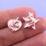 Cute Unicorn Themed Heart and Star Shaped Stud Earrings | DOTOLY