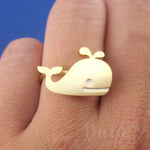 Cute Whale Silhouette Shaped Adjustable Animal Ring in Gold