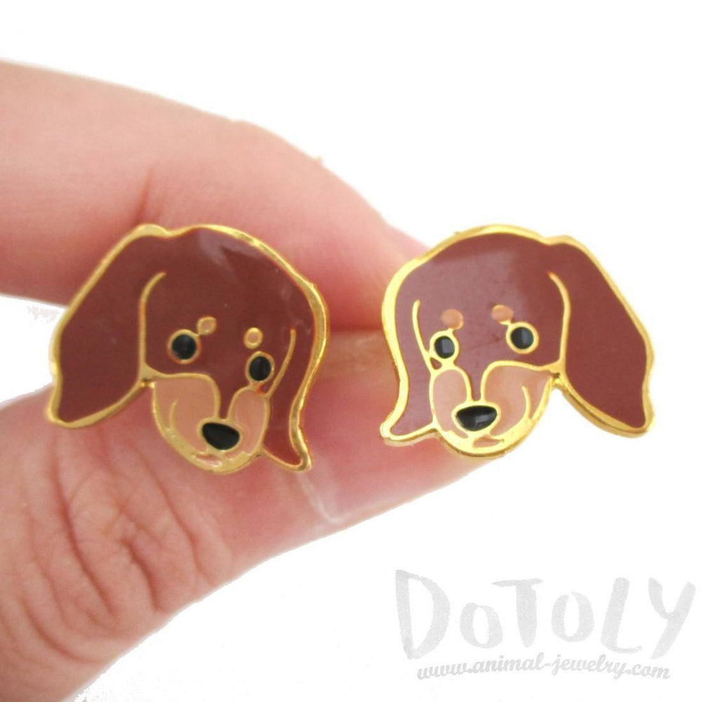 Dachshund Puppy Wiener Dog Face Shaped Stud Earrings | Limited Edition