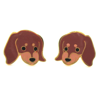 Dachshund Puppy Wiener Dog Face Shaped Stud Earrings | Limited Edition
