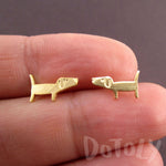 Dachshund Sausage Wiener Dog Shaped Stud Earrings in Gold | DOTOLY