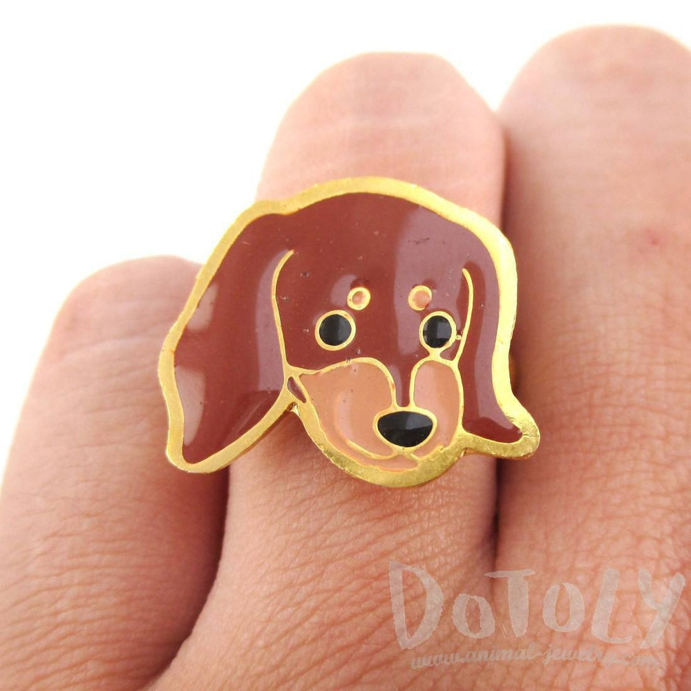 Dachshund Weiner Puppy Dog Face Shaped Adjustable Animal Ring | DOTOLY