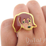 Dachshund Weiner Puppy Dog Face Shaped Adjustable Animal Ring | DOTOLY