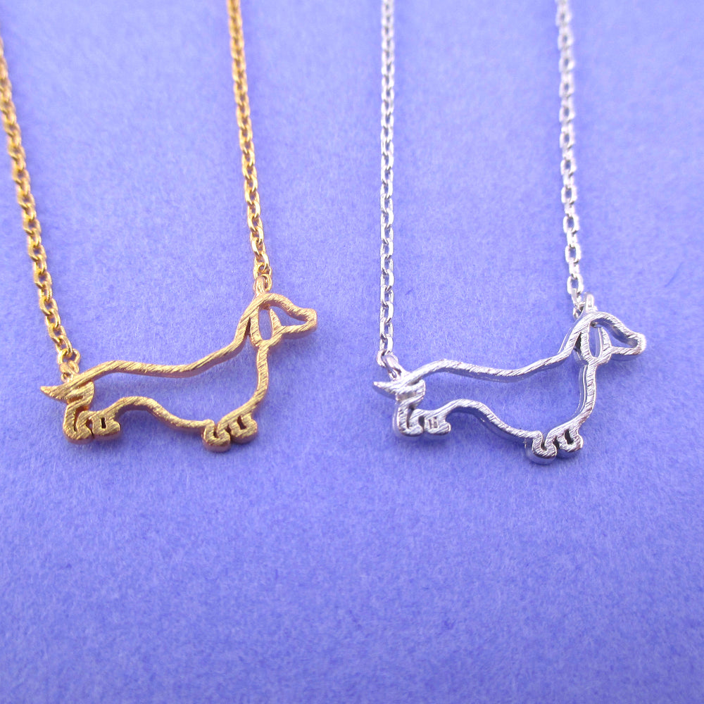 Dachshund Wiener Dog Outline Shaped Pendant Necklace for Puppy Lovers