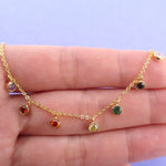 Dainty Colorful Rainbow Rhinestone Charm Necklace in Gold | DOTOLY