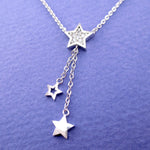 Dainty Dangling Stars Shaped Lariat Choker Necklace in Gold or Silver