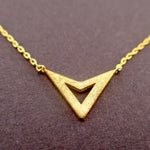 Dainty Minimal Geometric Triangle Arrowhead Pendant Necklace in Gold