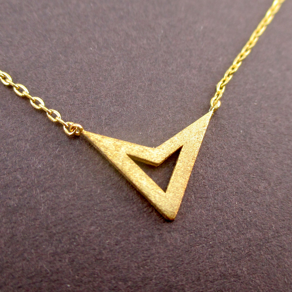 Dainty Minimal Geometric Triangle Arrowhead Pendant Necklace in Gold