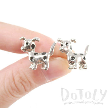 dalmatian-puppy-dog-animal-shaped-stud-earrings-in-silver