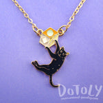 Dangling Kitty Cat Enamel Pendant Necklace | DOTOLY
