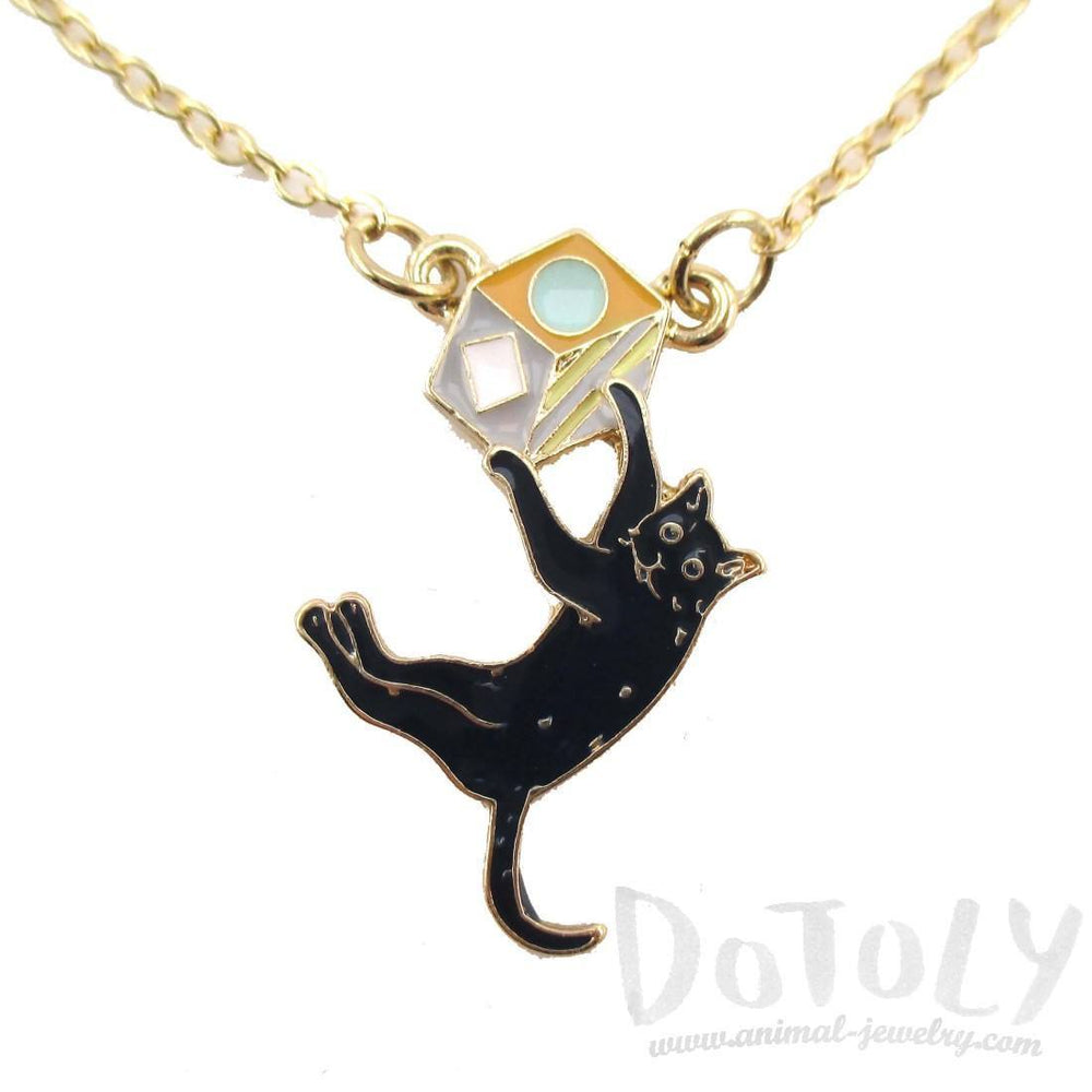Dangling Kitty Cat Enamel Pendant Necklace | DOTOLY