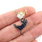 Dangling Kitty Cat Enamel Pendant Necklace | DOTOLY