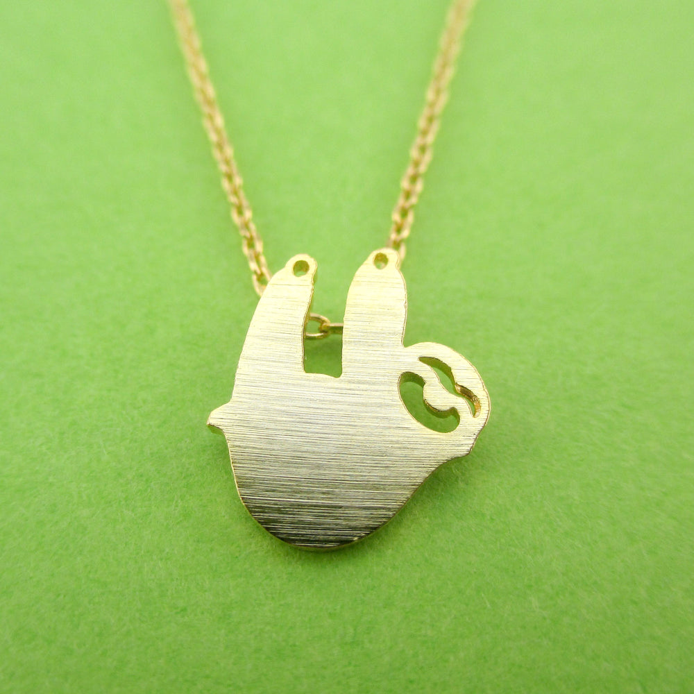 Dangling Sloth Silhouette Shaped Animal Pendant Necklace in Gold | DOTOLY