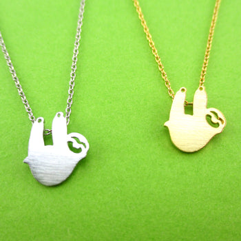 Dangling Sloth Silhouette Shaped Animal Pendant Necklace | DOTOLY