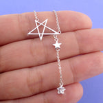 Dangling Stars Shaped Star Shaped Rhinestone Stargazer Drop Necklace