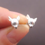 3D Miniature Deer Doe Head Shaped Animal Taxidermy Stud Earrings