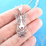 Bull Terrier Shaped Cut Out Pendant Necklace in Silver