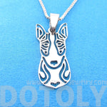 Bull Terrier Shaped Cut Out Pendant Necklace in Silver