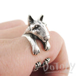 3D Bull Terrier Dog Shaped Animal Wrap Ring in Silver