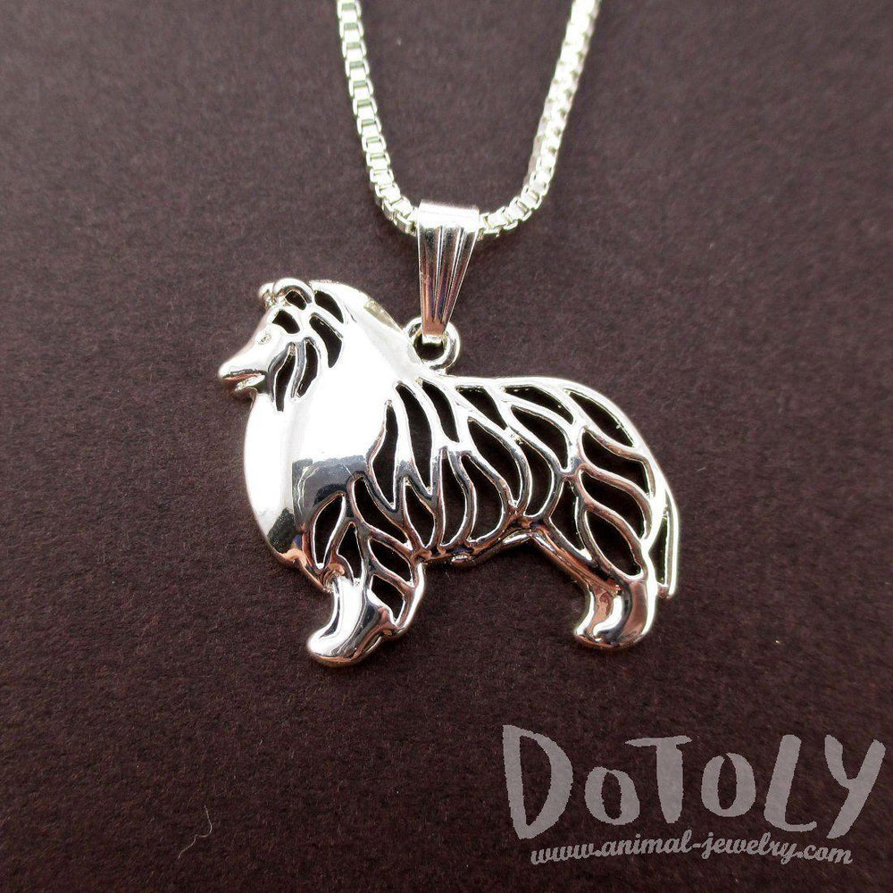 Collie Shetland Sheepdog Shaped Cut Out Pendant Necklace