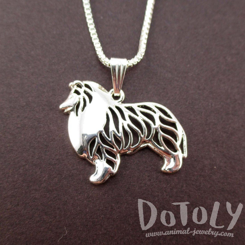 Collie Shetland Sheepdog Shaped Cut Out Pendant Necklace