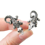 detailed-crocodile-alligator-lizard-shaped-stud-earrings-in-silver-with-rhinestones