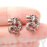 Detailed Dragon Shaped Animal Themed Stud Earrings in Rose Gold