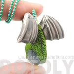 Dragon Shaped Porcelain Ceramic Targaryen Pendant Necklace in Green