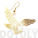 Detailed Eagle Hawk Bird Shaped Dangle Earrings in Gold | DOTOLY