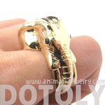 Detailed Elephant Head Shaped Animal Ring in Shiny Gold | Sizes 7 to 9