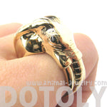 Detailed Elephant Head Shaped Animal Ring in Shiny Gold | Sizes 7 to 9