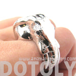 Detailed Elephant Head Shaped Animal Ring in Shiny Silver | Size 7 - 9
