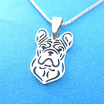 French Bulldog Shape Cut Out Pendant Necklace in Silver