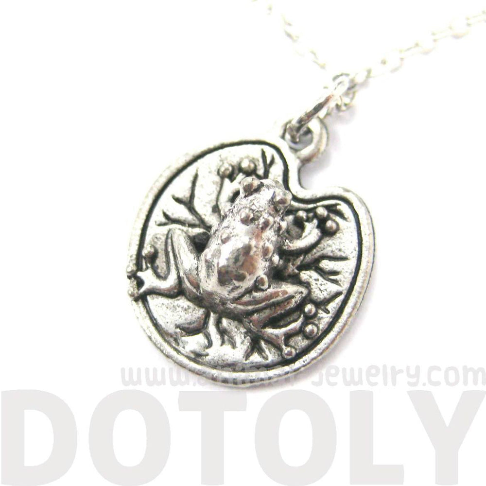 Detailed Toad Frog on A Lilypad Shaped Charm Necklace | MADE IN USA