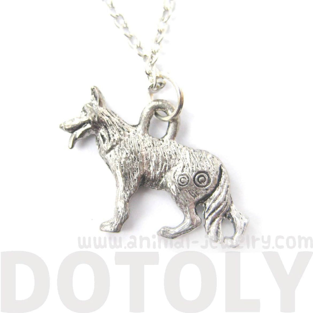 Detailed German Shepherd Dog Shaped Charm Necklace | MADE IN USA
