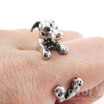 Greyhound Dog Shaped Animal Wrap Around Ring in Silver