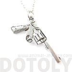 Detailed Gun Pistol Revolver Shaped Charm Necklace | MADE IN USA