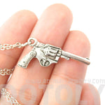 Detailed Gun Pistol Revolver Shaped Charm Necklace | MADE IN USA