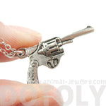 Detailed Gun Pistol Revolver Shaped Charm Necklace | MADE IN USA