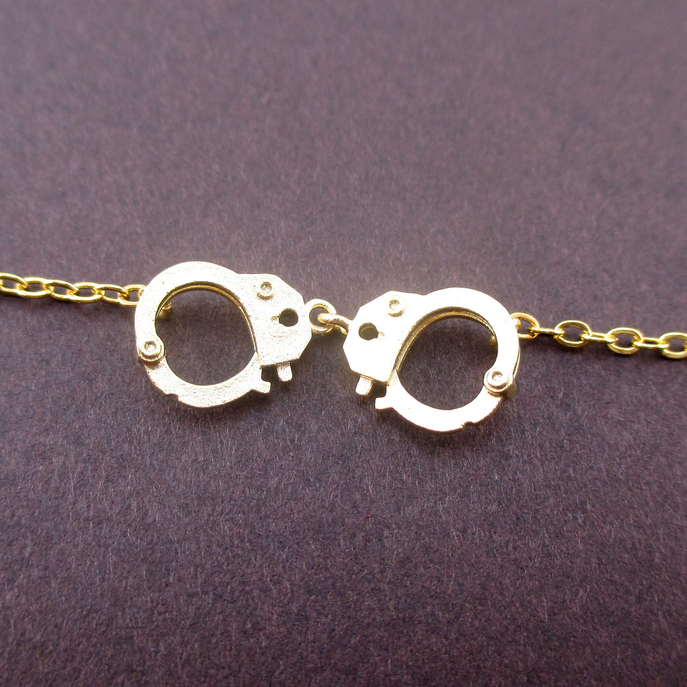 Small Realistic Handcuff Charm Bracelet in Silver or Gold