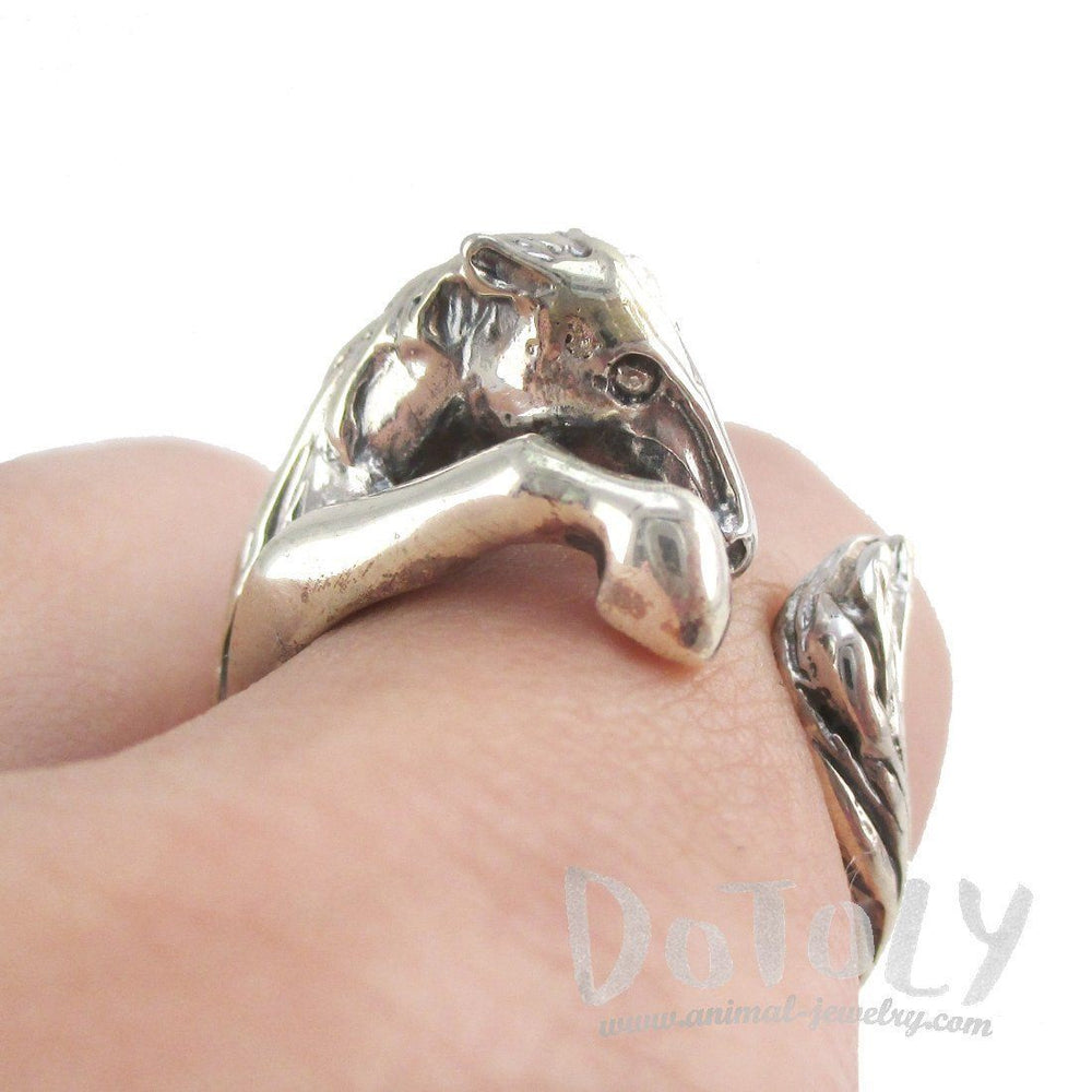 Detailed Horse Pony Animal Wrap Around Ring in 925 Sterling Silver