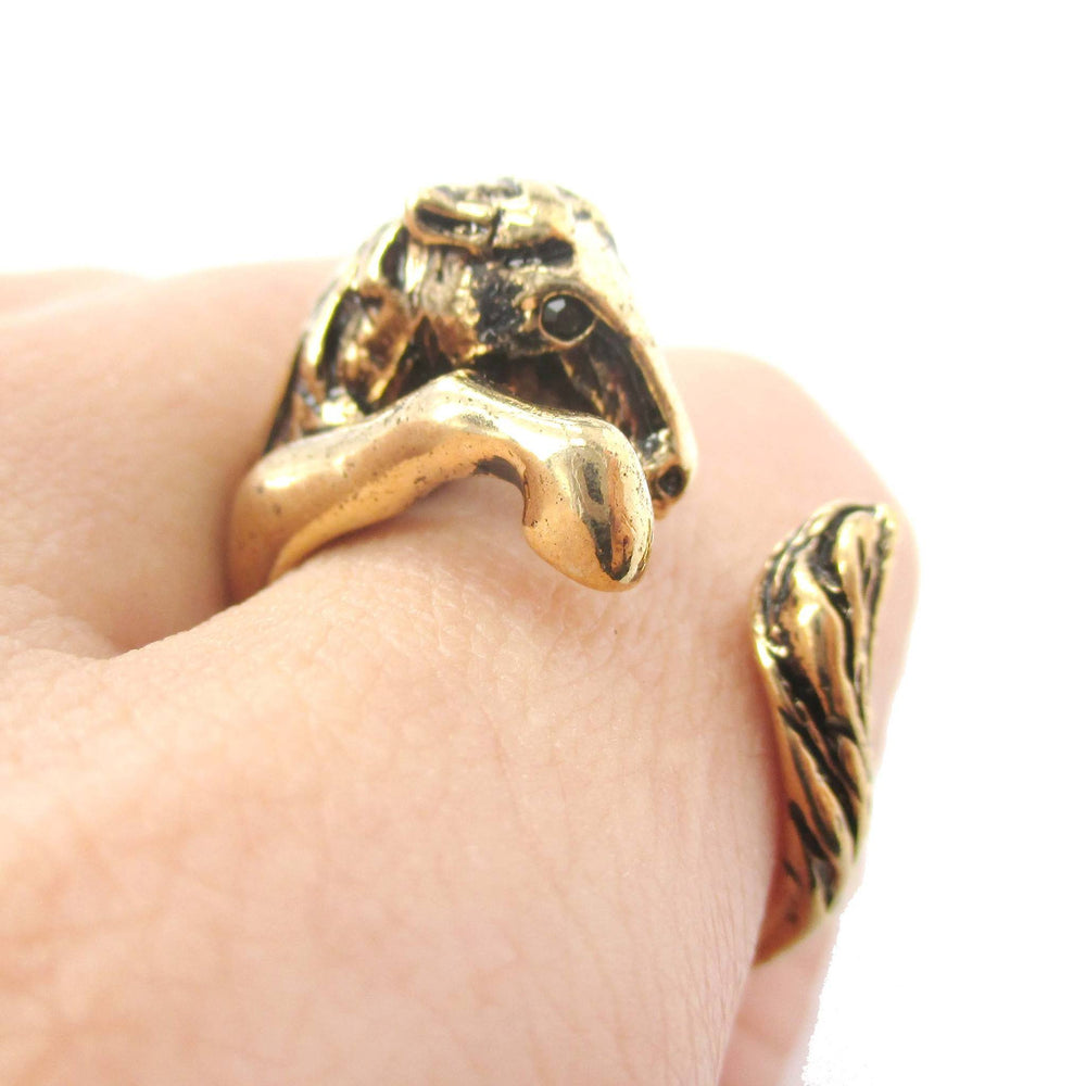 Detailed Horse Pony Animal Wrap Around Ring in Shiny Gold | DOTOLY