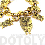 Detailed Owl Bird Animal Charm Bracelet in Gold | Animal Jewelry