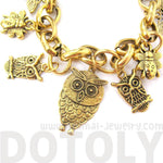 Detailed Owl Bird Animal Charm Bracelet in Gold | Animal Jewelry