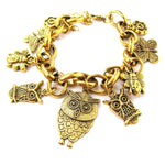 Detailed Owl Bird Animal Charm Bracelet in Gold | Animal Jewelry
