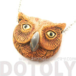 Detailed Owl Head Bird Shape Porcelain Ceramic Animal Pendant Necklace
